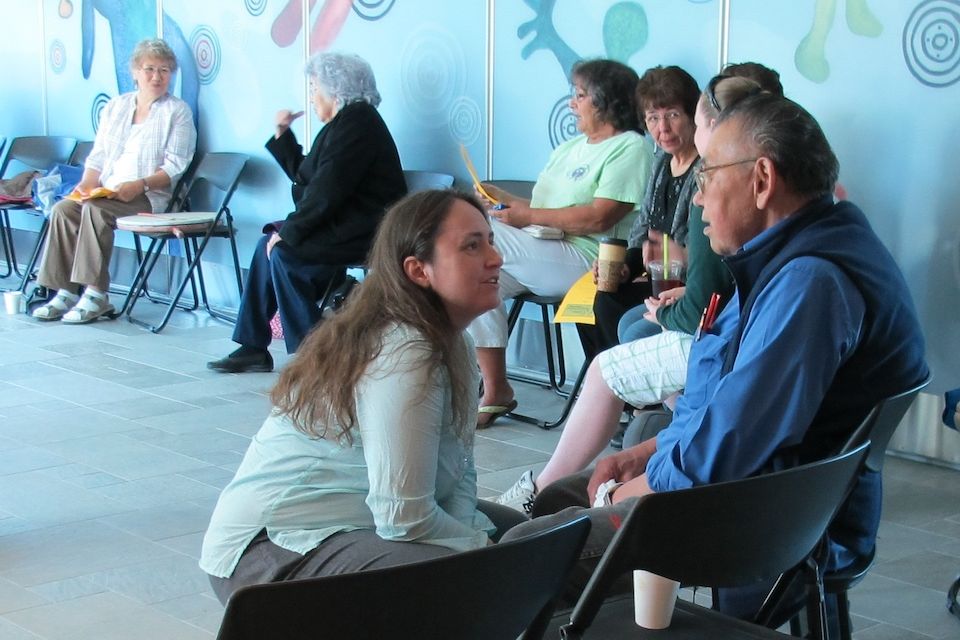 People sitting around a table.